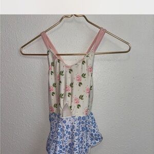 Sweet Honey Floral One-Piece Swimsuit with Ruffle Girls 6y